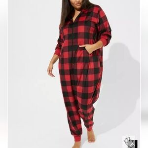 Torrid Fleece Hooded Back Flap Lounge Onesie
